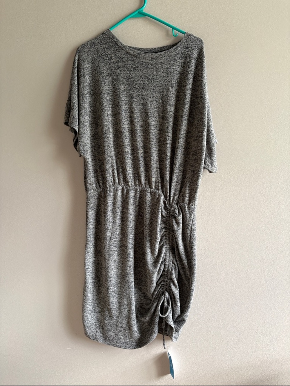 Cupshe Gray Ribbed Knit Drawstring Side Dress